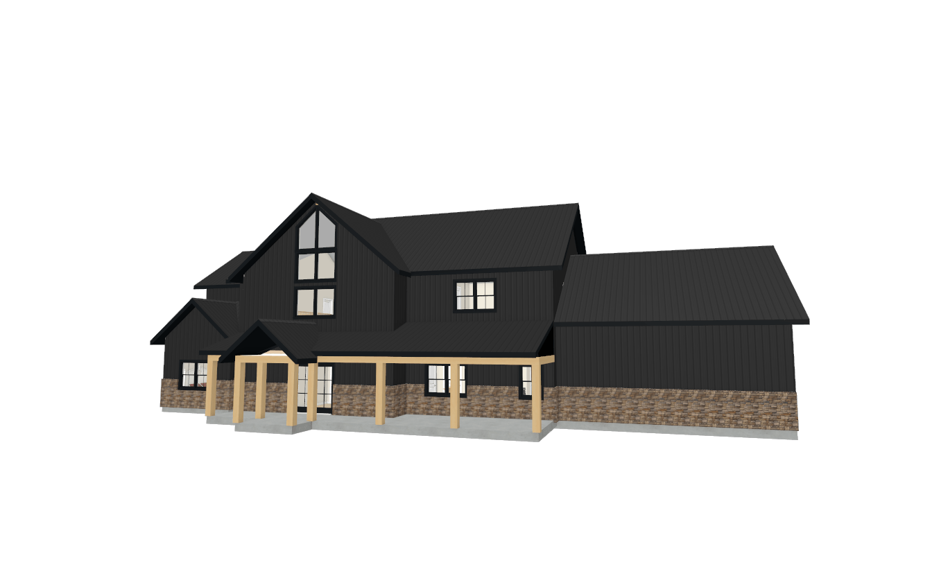 3D dollhouse floorplan rendering - Front View